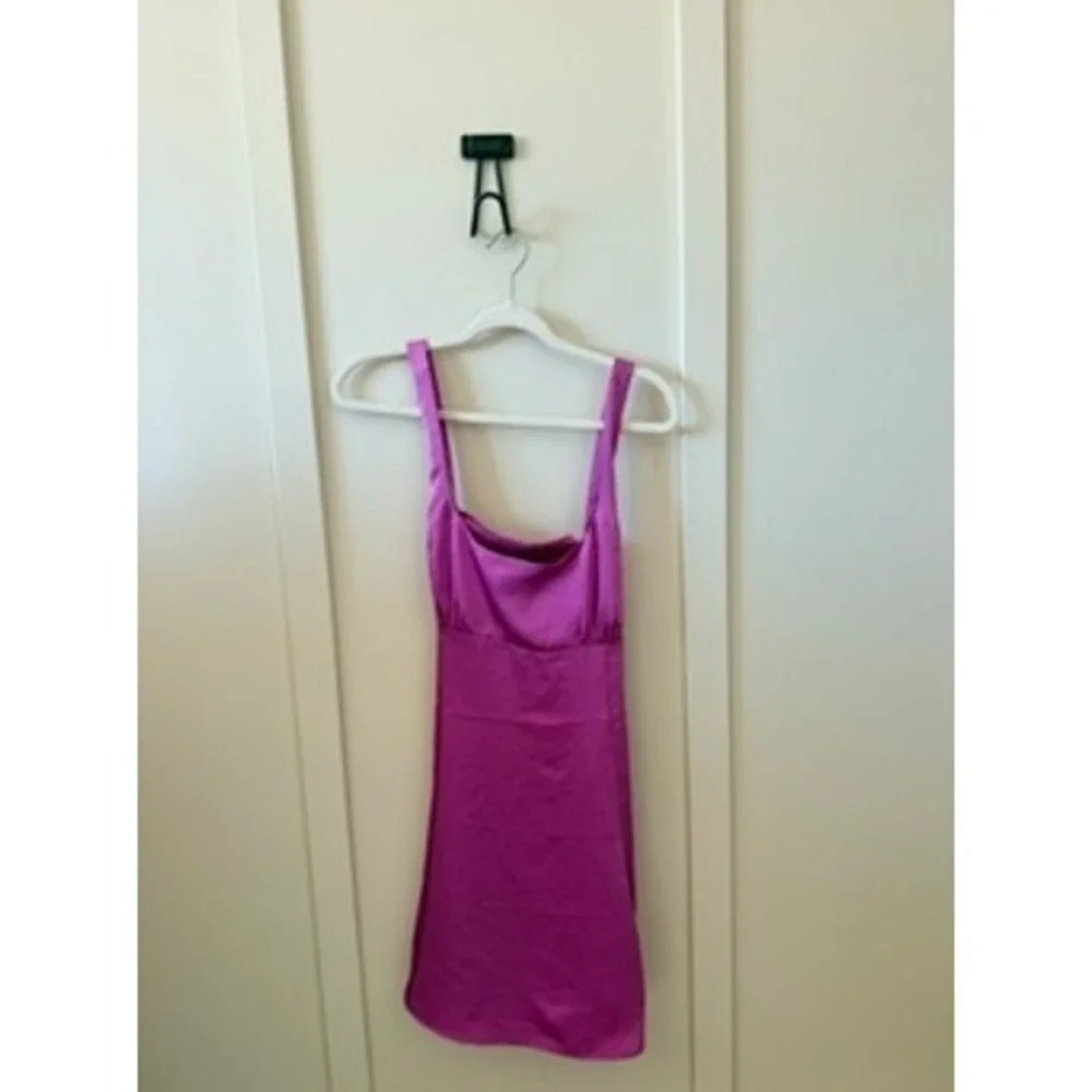 Y2K Abound Magenta Pink Satin Mini Dress XL Sleeveless CowlNeck Back Tie Bow NEW